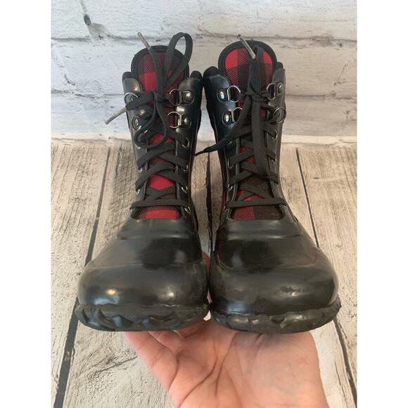 BOGS Girl’s “Sidney” Lace Up Buffalo Plaid Boots / Size: 12 - Picture 9 of 11
